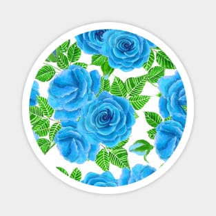 Blue roses watercolor seamless pattern Magnet